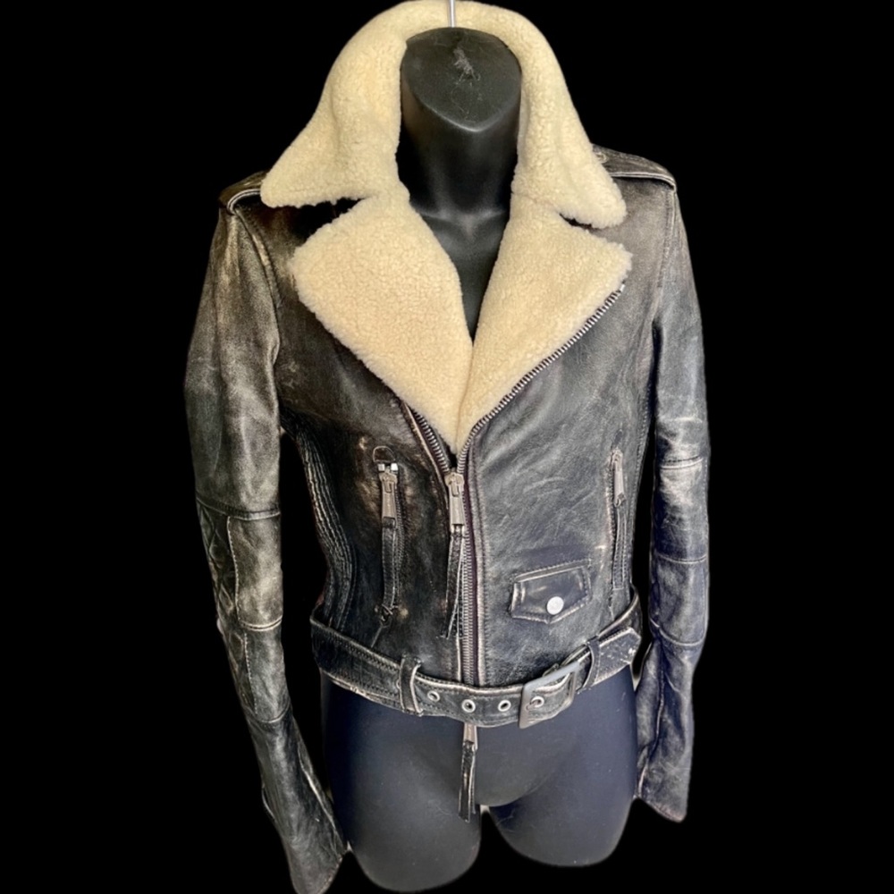 Dsquared2 Horsehide Leather Jacket Shearling Moto… - image 4